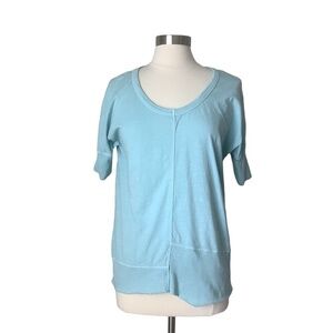 Sundance Baby Doll Blue Boho Asymmetrical Cotton Top‎ Blouse S